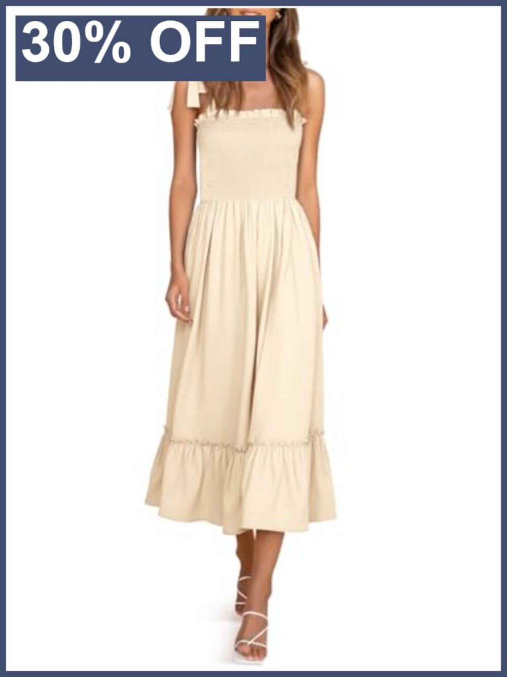Imily Bela Women's Summer Smocked Maxi Dress Floral Boho Sleeveless Beach